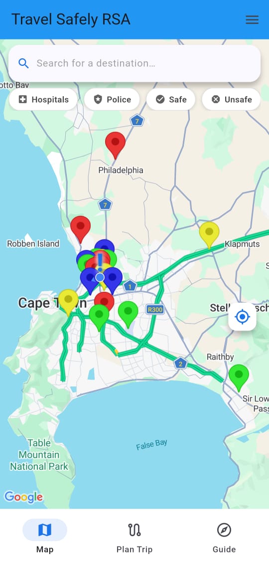 Safety Map screen